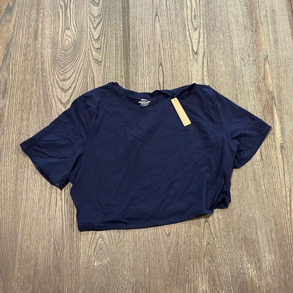 NWT Skims Fits Everybody Super Cropped T-Shirt Short Sleeve Crewneck Navy 4X